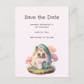 Schattige Roze Konijn Kawaii Stijl Bewaar de Datum Uitnodiging Briefkaart (Voorkant)
