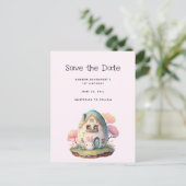 Schattige Roze Konijn Kawaii Stijl Bewaar de Datum Uitnodiging Briefkaart (Staand voorkant)