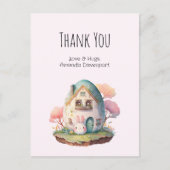 Schattige Roze Konijn Kawaii Stijl Dank Je Briefkaart (Voorkant)