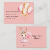 Schattige Roze Konijn met Ballon Baby Boek Aanvraa Informatiekaartje (Voorkant / Achterkant)