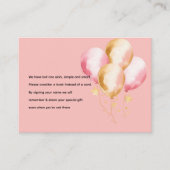 Schattige Roze Konijn met Ballon Baby Boek Aanvraa Informatiekaartje (Voorkant)