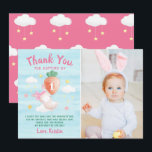 Schattige Roze Konijn Met Wortel Foto Verjaardag Bedankkaart<br><div class="desc">Schattige Roze Konijn Met Wortel Foto Verjaardag Bedankt Kaart</div>