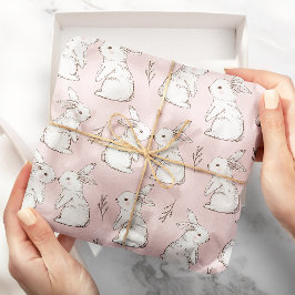 Schattige roze konijn paaspatroon cadeaupapier