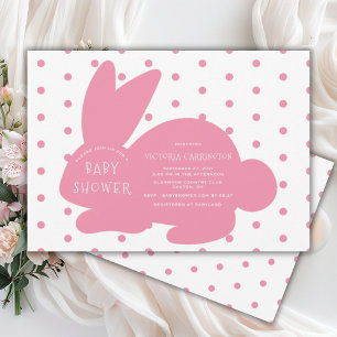 Schattige roze konijn Polkadots Baby shower Kaart