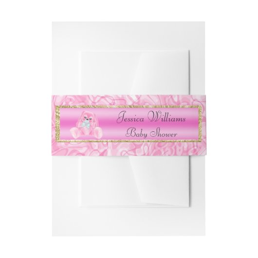 Schattige Roze Konijn Uitnodigingen Wikkel (Voorkant Voorbeeld)