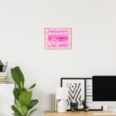 Schattige Roze Konijn "Welkom" Poster (Thuiskantoor)