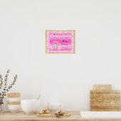 Schattige Roze Konijn "Welkom" Poster (Keuken)