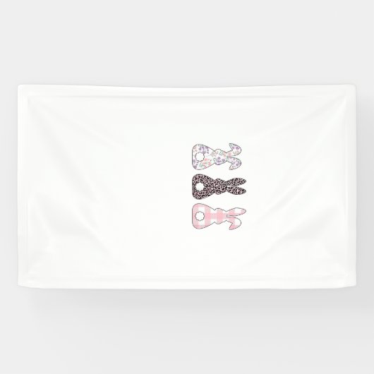 Schattige Roze Konijnen Gelukkig Pasen Konijn Vrou Spandoek (Horizontaal)