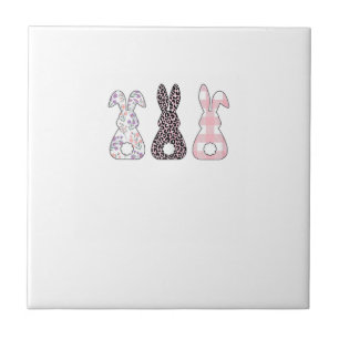 Schattige Roze Konijnen Gelukkig Pasen Konijn Vrou Tegeltje
