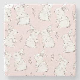 Schattige Roze Konijnenpatroon Stenen Onderzetter