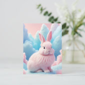 Schattige roze konijntje Snoep wolken Briefkaart (Staand voorkant)