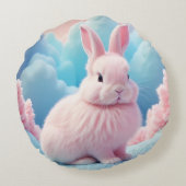 Schattige roze konijntje Snoep wolken Rond Kussen (Achterkant)