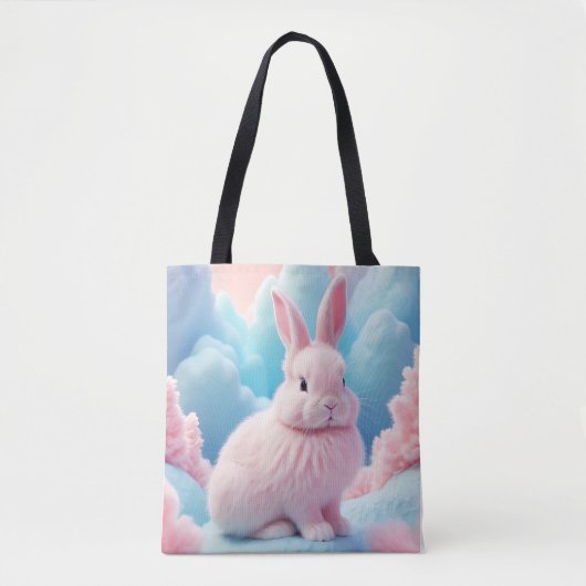 Schattige roze konijntje Snoep wolken Tote Bag (Voorkant)