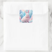 Schattige roze konijntje Snoep wolken Vierkante Sticker (Tas)