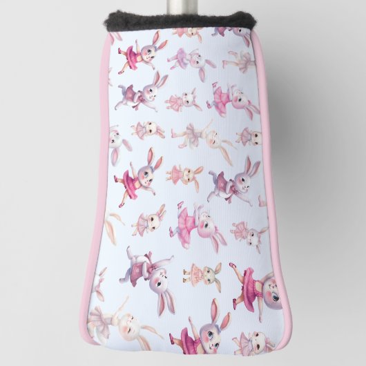 Schattige roze konijntjes danspatroon golfheadcover (Draai 90)
