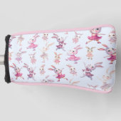 Schattige roze konijntjes danspatroon golfheadcover (Voorkant)