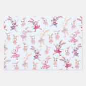 Schattige roze konijntjes danspatroon inpakpapier vel (Voorkant 3)