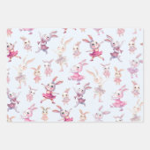 Schattige roze konijntjes danspatroon inpakpapier vel (Voorkant 2)