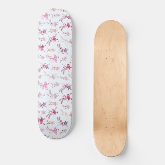 Schattige roze konijntjes danspatroon persoonlijk skateboard (Voorkant)