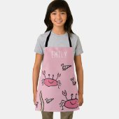 Schattige Roze Krab Zee Dieren Meisje Naam Schort (Insitu)