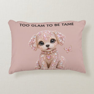 Schattige Roze Kristallen Puppy Accent Kussen