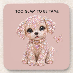 Schattige Roze Kristallen Puppy Bier Onderzetter