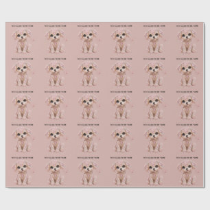Schattige Roze Kristallen Puppy Cadeaupapier