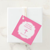 Schattige Roze Kruis Meisje's Eerste Heilige Commu Bedankjes Labels (In situ)