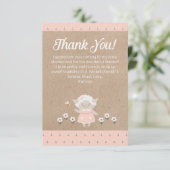 Schattige roze lam meisje Baby shower dank u kaart (Staand voorkant)