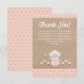 Schattige roze lam meisje Baby shower dank u kaart (Voorkant / Achterkant)