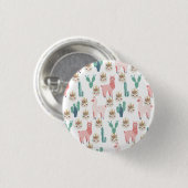 Schattige Roze Lama's en Groene Cactus Ronde Button 3,2 Cm (Voorkant /achterkant)