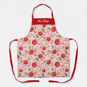 Schattige Roze Leraar Appelpatroon Schort (Voorkant)