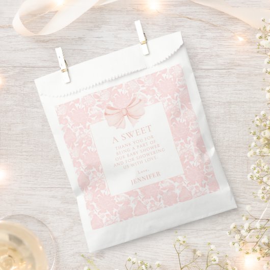 Schattige roze lief dank u boog baby meisje douche bedankzakje (Geknipt)