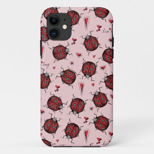 Schattige roze lieveheersbeestje harten liefde bug Case-Mate iPhone case (Achterkant)
