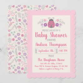 Schattige roze lieveheersbeestje meisje Baby showe Kaart