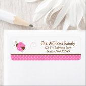 Schattige roze lieveheersbeestje polka dot retour  etiket (Insitu)