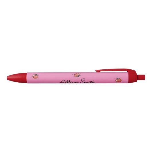 Schattige roze lieveheersbeestje zwarte inkt pen (Bovenkant)