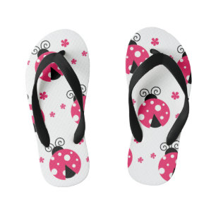 Schattige Roze Lieveheersbeestjes en Bloemen Kinder Teenslippers