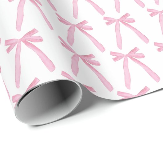 Schattige roze lint bogen patroon cadeaupapier (Rol Hoek)