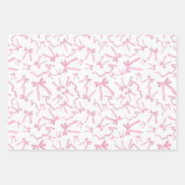  Schattige Roze Lint Bogen Patroon Gift Inpakpapier Vel