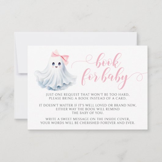 Schattige Roze Little Boo Boek voor Baby Girl Show RSVP Kaartje (Voorkant)