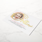 Schattige Roze Little Miss Onederful 1e Verjaardag Folie Uitnodiging (Gedraaid)