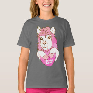 Schattige Roze Llama Schets & Hart T-shirt