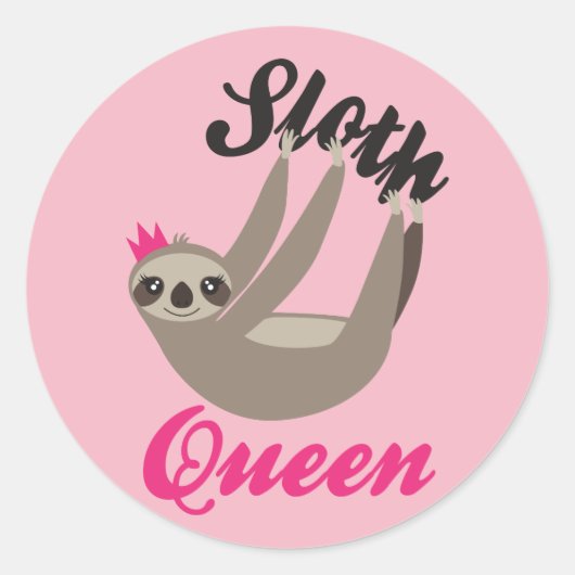Schattige roze luiaard Queen Stickers (Voorkant)