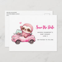 Schattige Roze luiaard Rijden een auto Save the Da