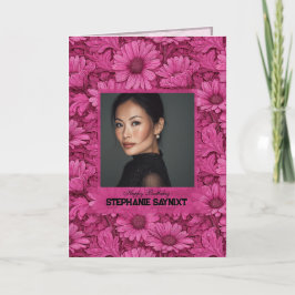 Schattige Roze Madeliefjes Gelukkige Verjaardag Tr Kaart