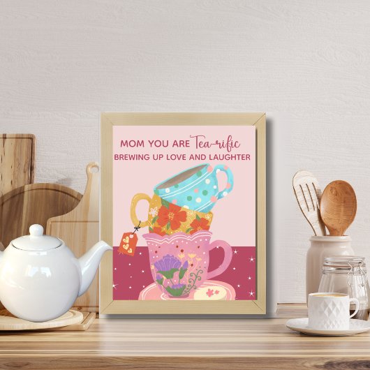 Schattige roze mam je bent theevriendelijk poster