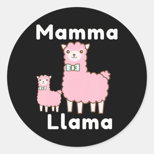 Schattige roze mamma lama nieuwigheid grappige lam ronde sticker (Voorkant)