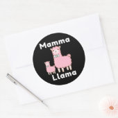Schattige roze mamma lama nieuwigheid grappige lam ronde sticker (Envelop)