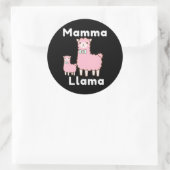 Schattige roze mamma lama nieuwigheid grappige lam ronde sticker (Tas)